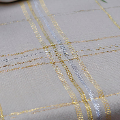Ivory Gold Grid Tablecloth