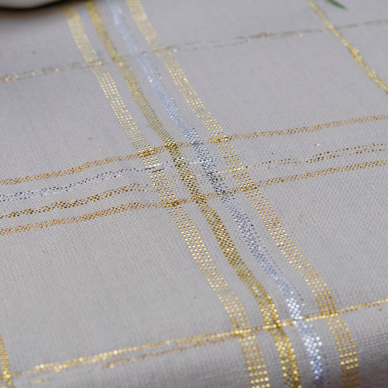 Ivory Gold Grid Tablecloth