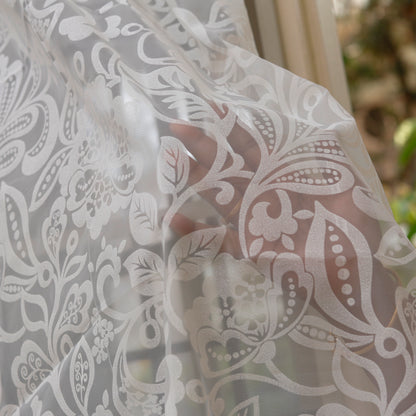 White Floral Sheer Curtain