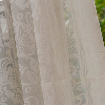 White Floral Sheer Curtain