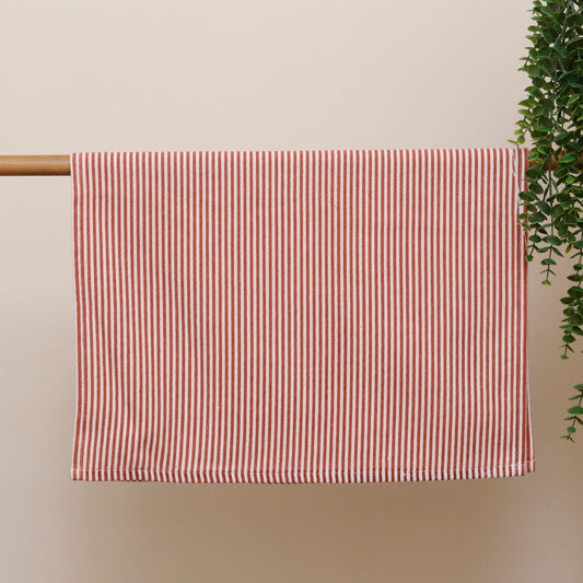 Brick Red Stripes Terry Kitchen Towel