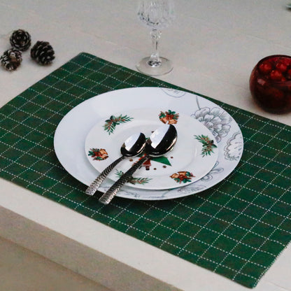 Green Grid Placemats (Set of 2 Placemats)