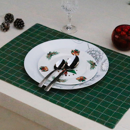 Green Grid Placemats (Set of 2 Placemats)