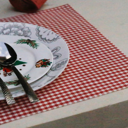 Red & White Checks Placemats (Set of 2 Placemats)
