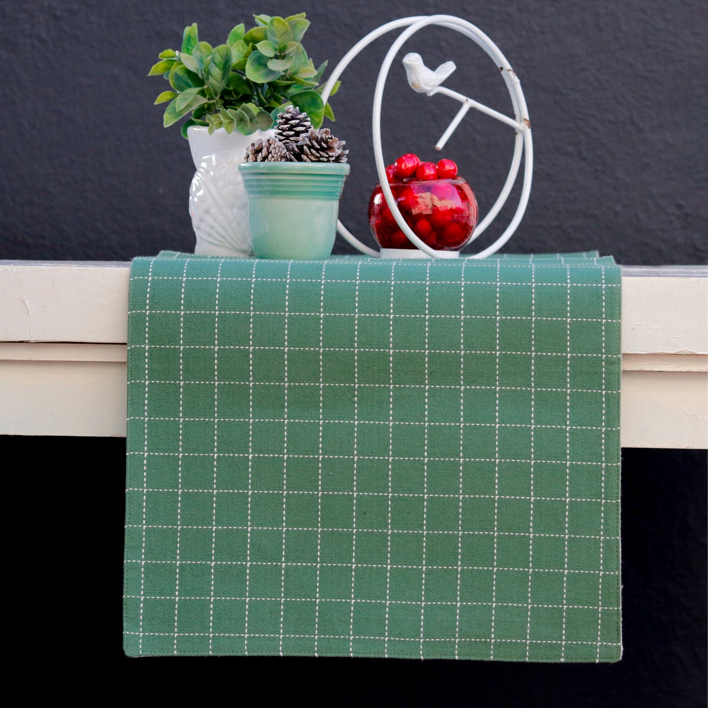 Green Grid Table Runner