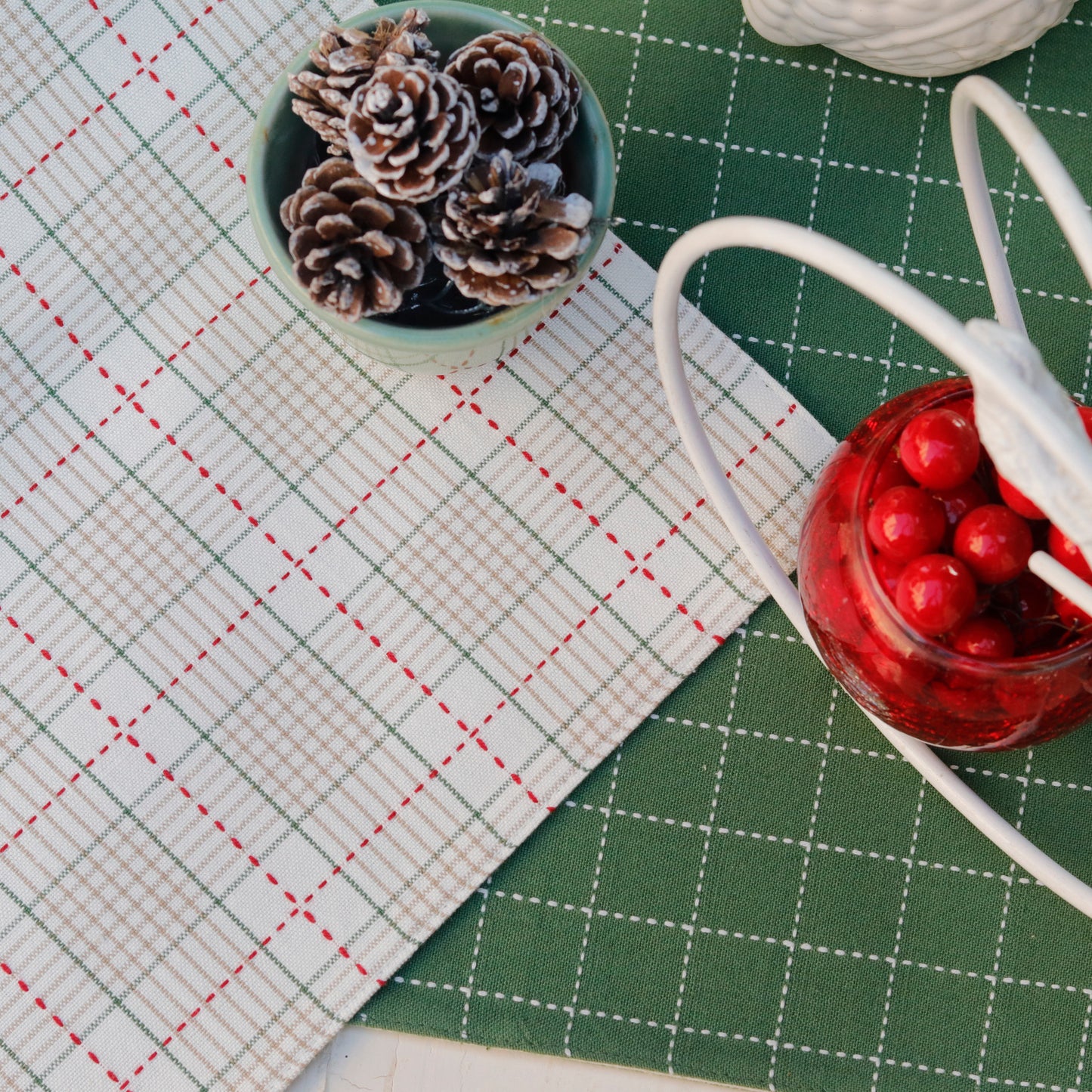 Green Grid Table Runner