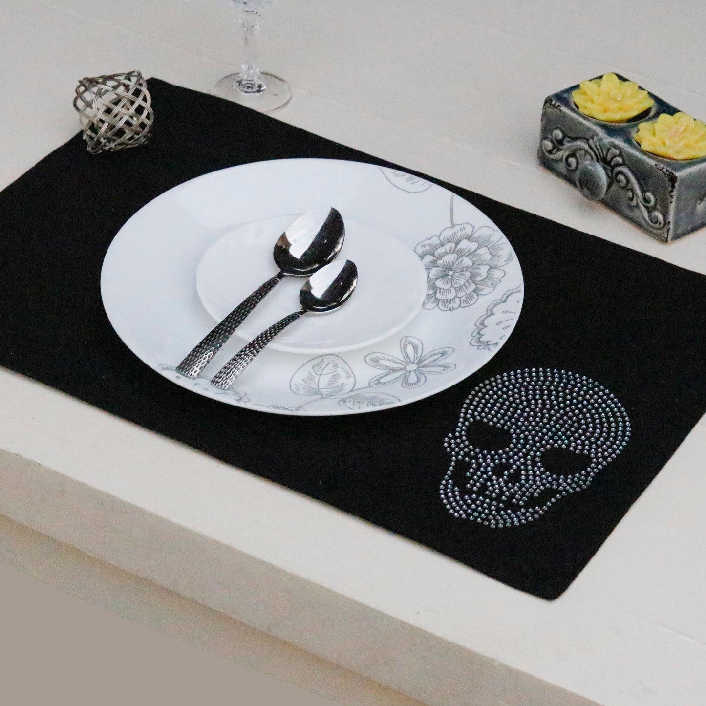 Skull Diamante Placemats (Set of 2 Placemats)